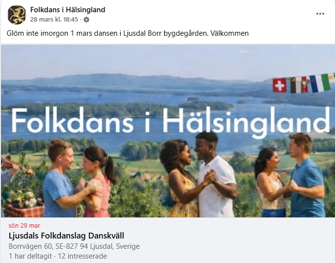 Exempel hur det ser ut i Facebook